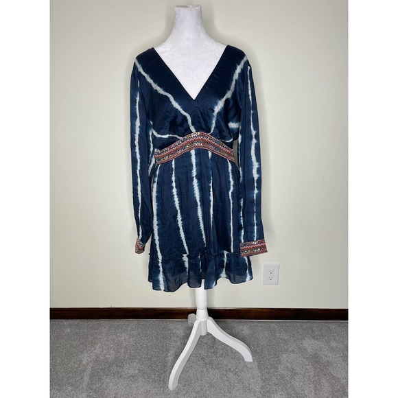 Anthropologie Verb by Pallavi Singhee Blue White Tie Dye Dress size Medium - Picture 2 of 14